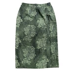 Vintage Cynthia Taylor Green Whimsical Glitter Print Faux Wrap Skirt Size 16